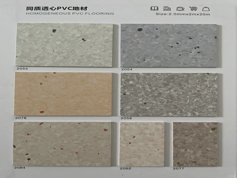 homogeneous vinyl flooring structure in offices